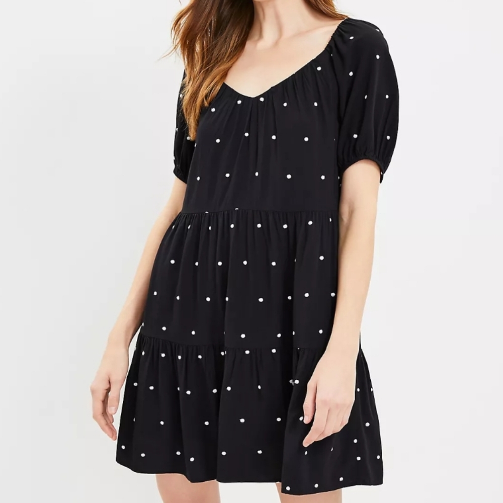 LOFT Black and White Polka Dot Dress